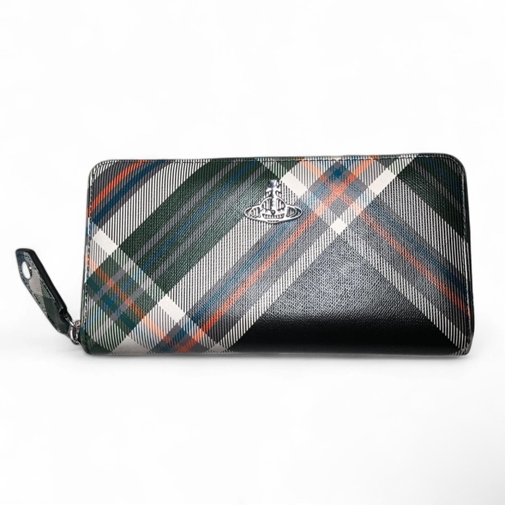 Vivienne Westwood Checkered Plaid Long Zippy Wallet